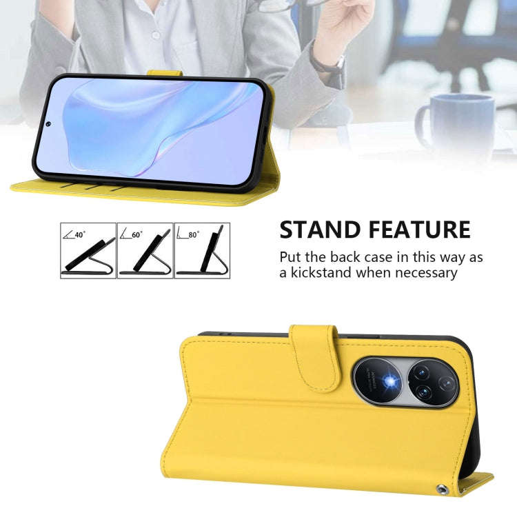 For Oukitel C38 Skin Feel Solid Color Leather Phone Case with Lanyard(Lemon Yellow)