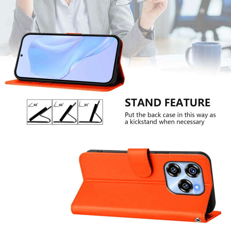 For Oukitel C50 Skin Feel Solid Color Leather Phone Case with Lanyard(Orange)