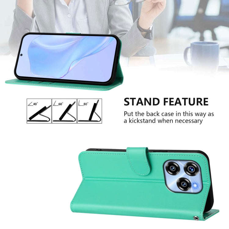 For Oukitel C50 Skin Feel Solid Color Leather Phone Case with Lanyard(Green)