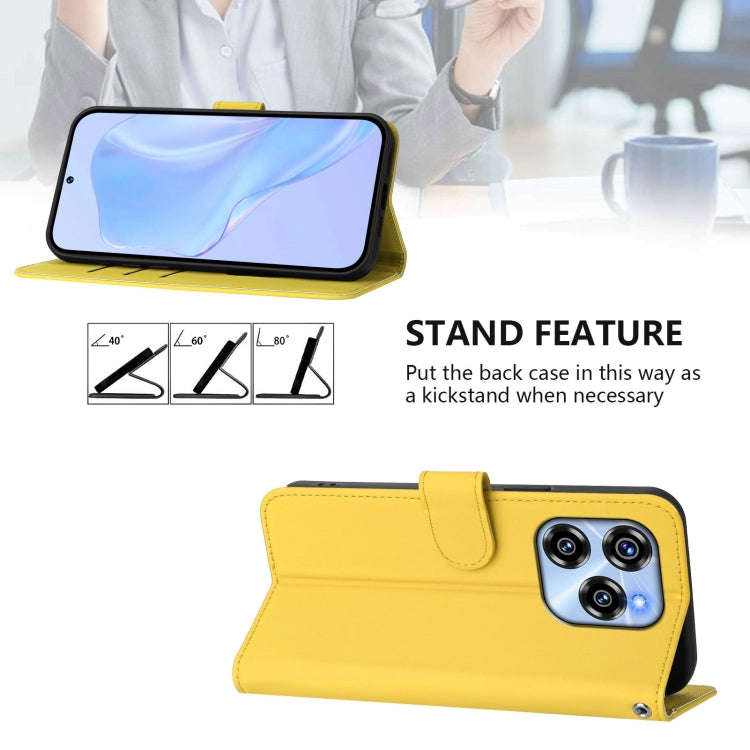 For Oukitel C50 Skin Feel Solid Color Leather Phone Case with Lanyard(Lemon Yellow)