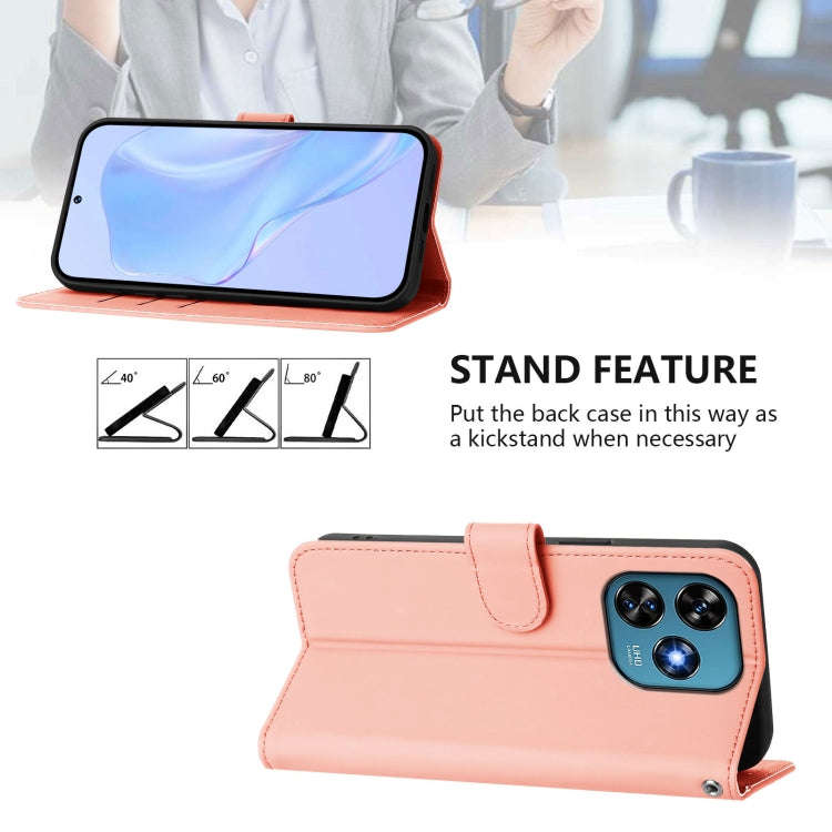 For Oukitel C51 Skin Feel Solid Color Leather Phone Case with Lanyard(Pink)