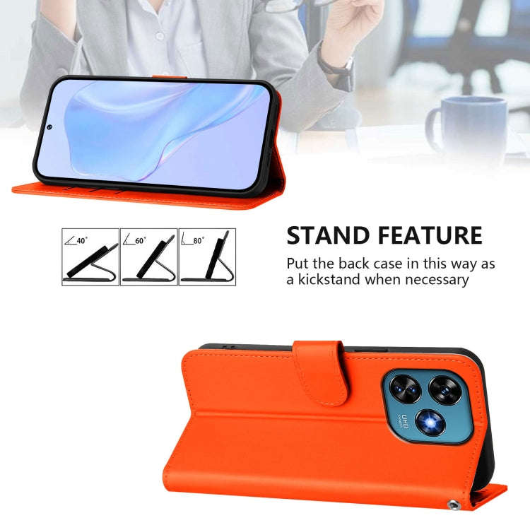 For Oukitel C51 Skin Feel Solid Color Leather Phone Case with Lanyard(Orange)
