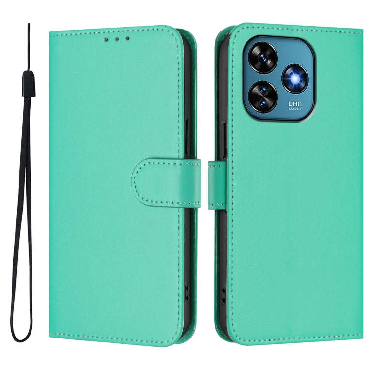 For Oukitel C51 Skin Feel Solid Color Leather Phone Case with Lanyard(Green)