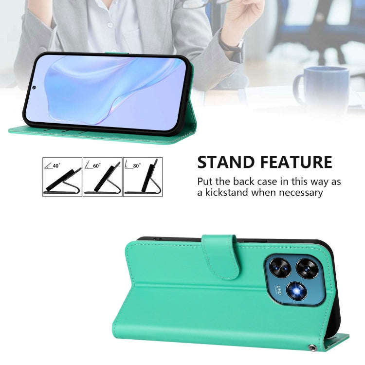 For Oukitel C51 Skin Feel Solid Color Leather Phone Case with Lanyard(Green)