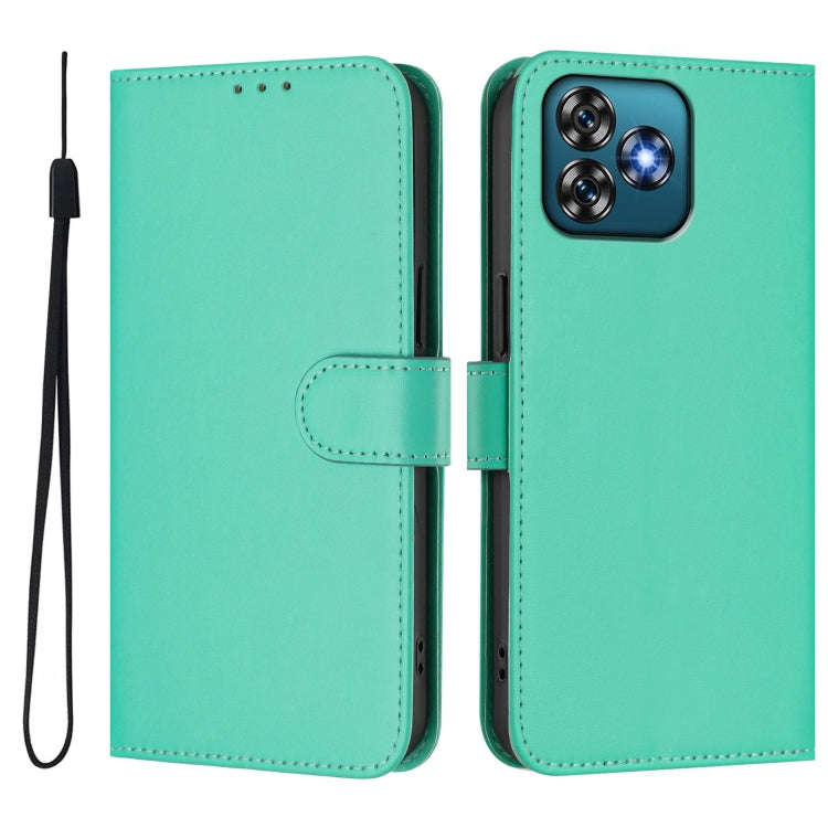 For Oukitel C53 Skin Feel Solid Color Leather Phone Case with Lanyard(Green)