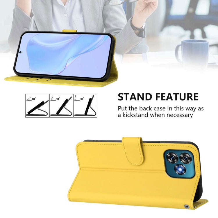 For Oukitel C53 Skin Feel Solid Color Leather Phone Case with Lanyard(Lemon Yellow)
