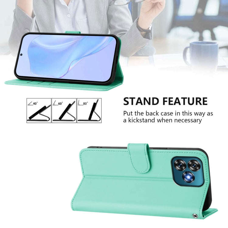 For Oukitel C53 Skin Feel Solid Color Leather Phone Case with Lanyard(Mint Green)