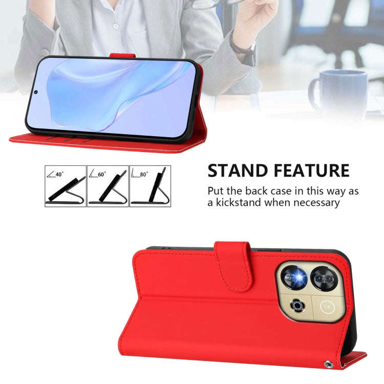 For Oukitel C57s Skin Feel Solid Color Leather Phone Case with Lanyard(Red)