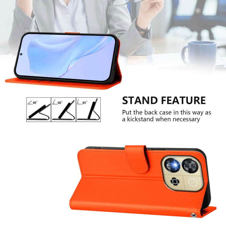 For Oukitel C57s Skin Feel Solid Color Leather Phone Case with Lanyard(Orange)