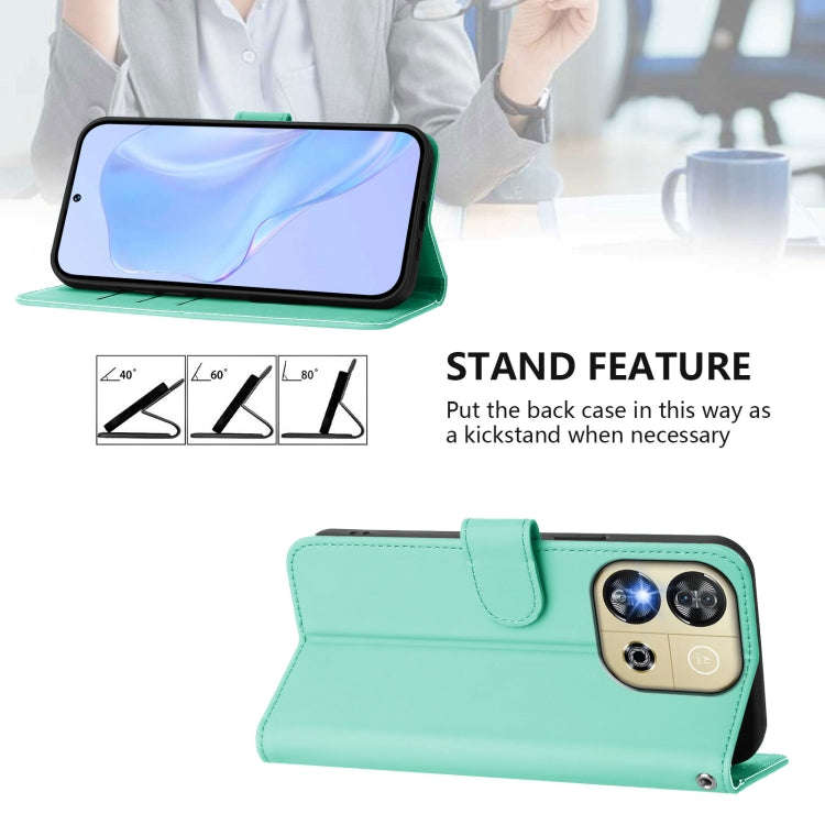 For Oukitel C57s Skin Feel Solid Color Leather Phone Case with Lanyard(Mint Green)