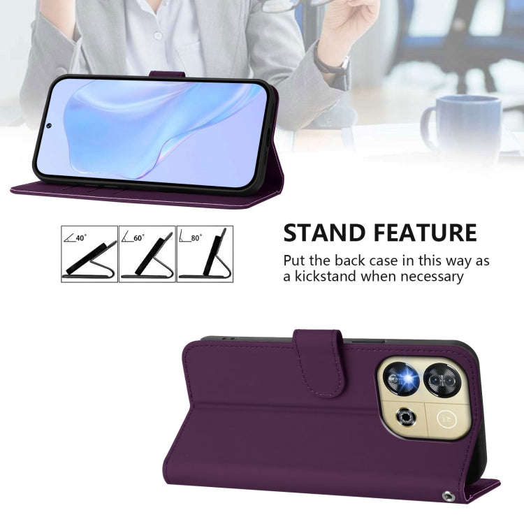 For Oukitel C57s Skin Feel Solid Color Leather Phone Case with Lanyard(Violet)