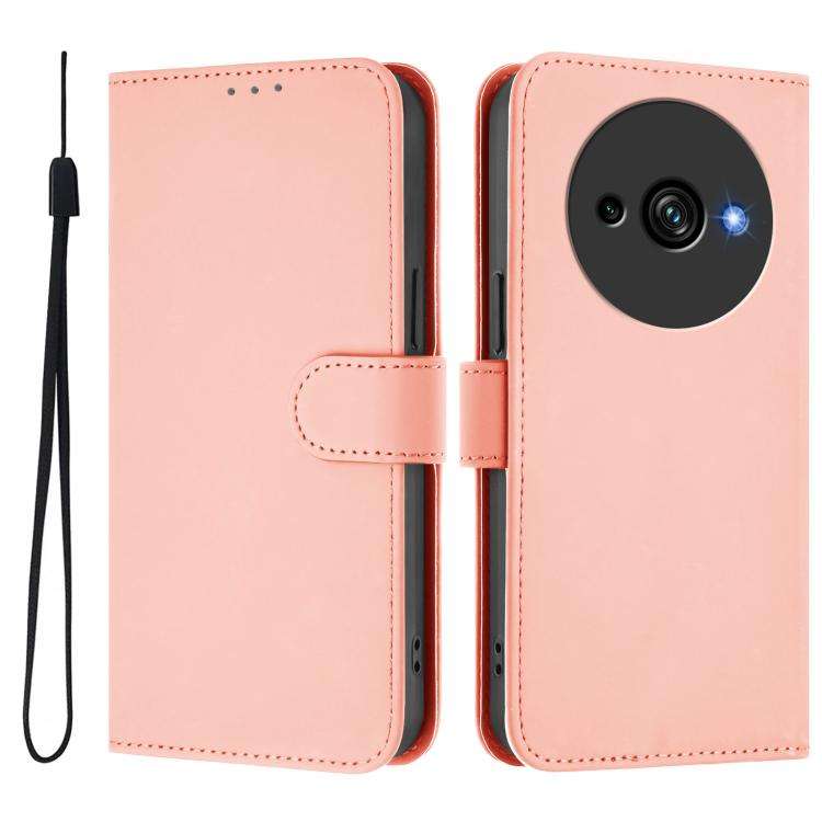 For Oukitel C59 / C59 Pro Skin Feel Solid Color Leather Phone Case with Lanyard(Pink)