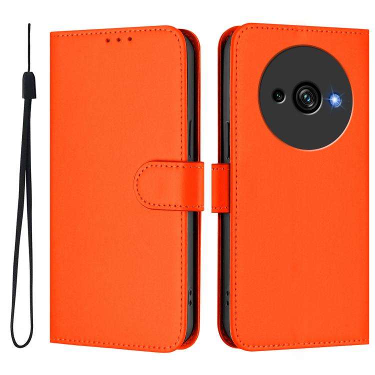For Oukitel C59 / C59 Pro Skin Feel Solid Color Leather Phone Case with Lanyard(Orange)