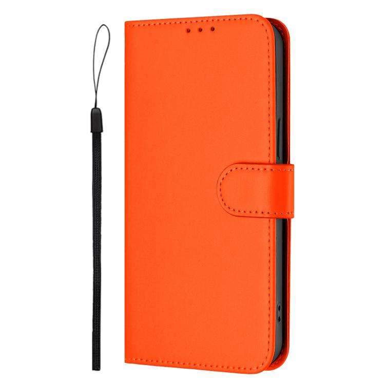 For Oukitel C59 / C59 Pro Skin Feel Solid Color Leather Phone Case with Lanyard(Orange)