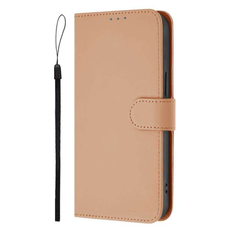 For Oukitel C59 / C59 Pro Skin Feel Solid Color Leather Phone Case with Lanyard(Nude)
