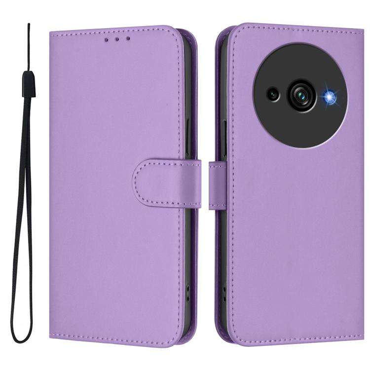 For Oukitel C59 / C59 Pro Skin Feel Solid Color Leather Phone Case with Lanyard(Lavender Purple)