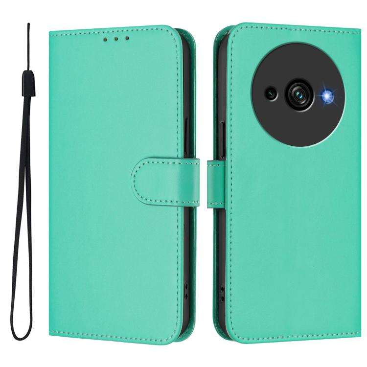 For Oukitel C59 / C59 Pro Skin Feel Solid Color Leather Phone Case with Lanyard(Green)