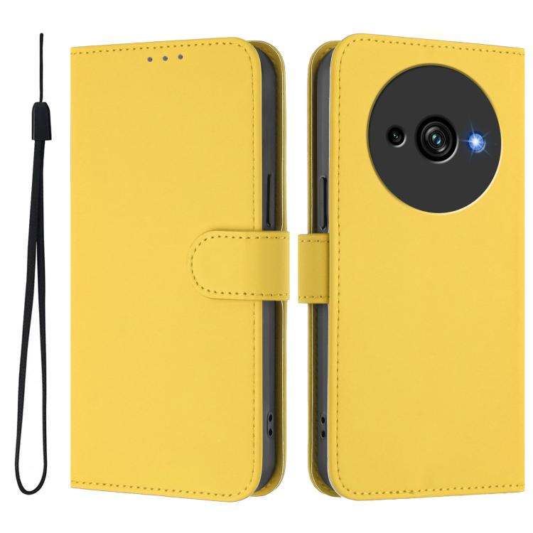 For Oukitel C59 / C59 Pro Skin Feel Solid Color Leather Phone Case with Lanyard(Lemon Yellow)