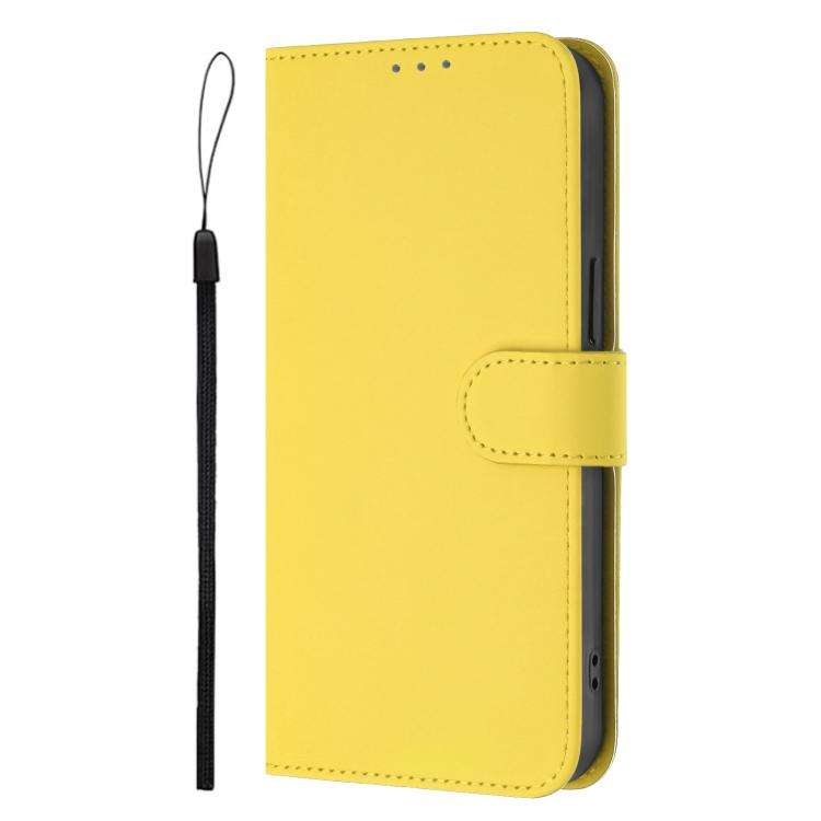 For Oukitel C59 / C59 Pro Skin Feel Solid Color Leather Phone Case with Lanyard(Lemon Yellow)