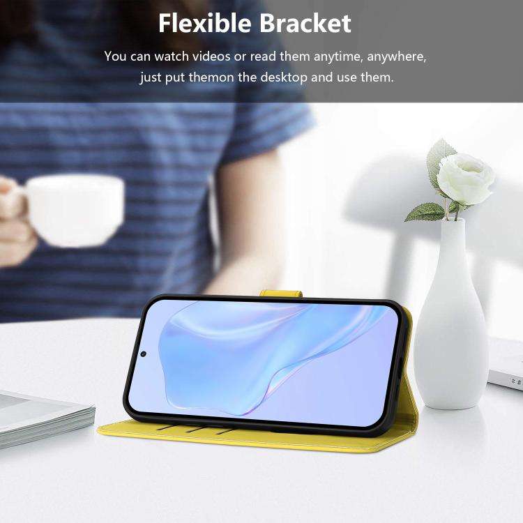 For Oukitel C59 / C59 Pro Skin Feel Solid Color Leather Phone Case with Lanyard(Lemon Yellow)