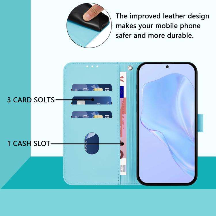 For Oukitel C59 / C59 Pro Skin Feel Solid Color Leather Phone Case with Lanyard(Sky Blue)