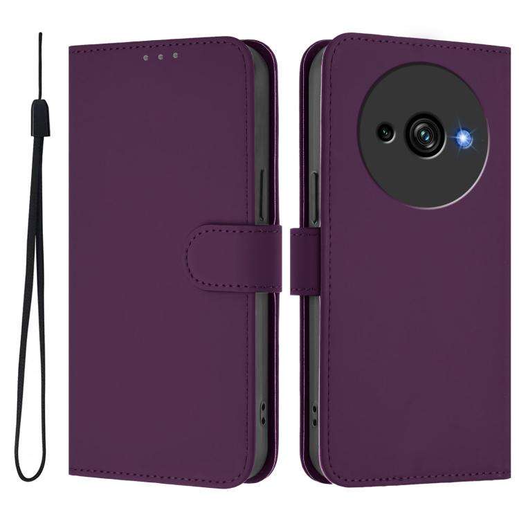 For Oukitel C59 / C59 Pro Skin Feel Solid Color Leather Phone Case with Lanyard(Violet)