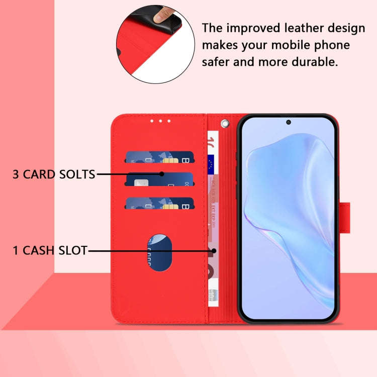 For Ulefone Note 14 Skin Feel Solid Color Leather Phone Case with Lanyard(Red)