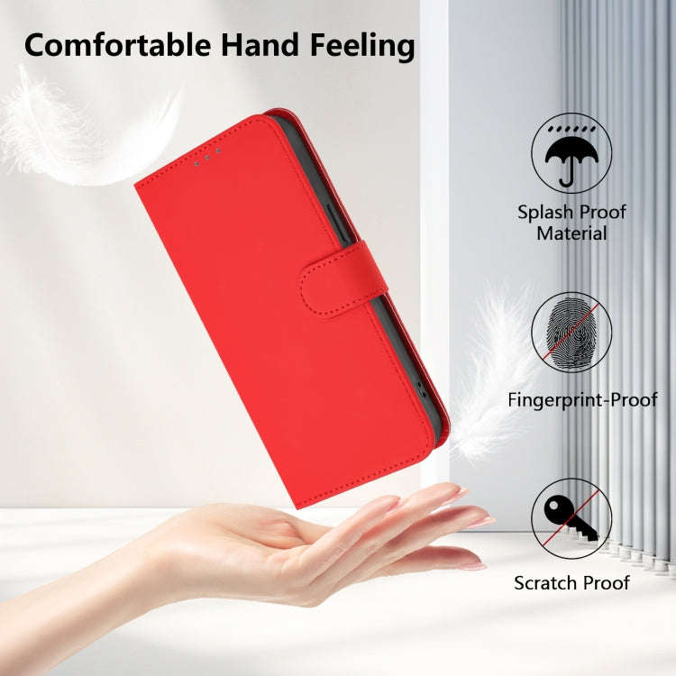 For Ulefone Note 14 Skin Feel Solid Color Leather Phone Case with Lanyard(Red)