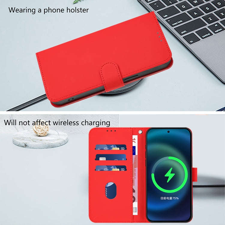 For Ulefone Note 14 Skin Feel Solid Color Leather Phone Case with Lanyard(Red)