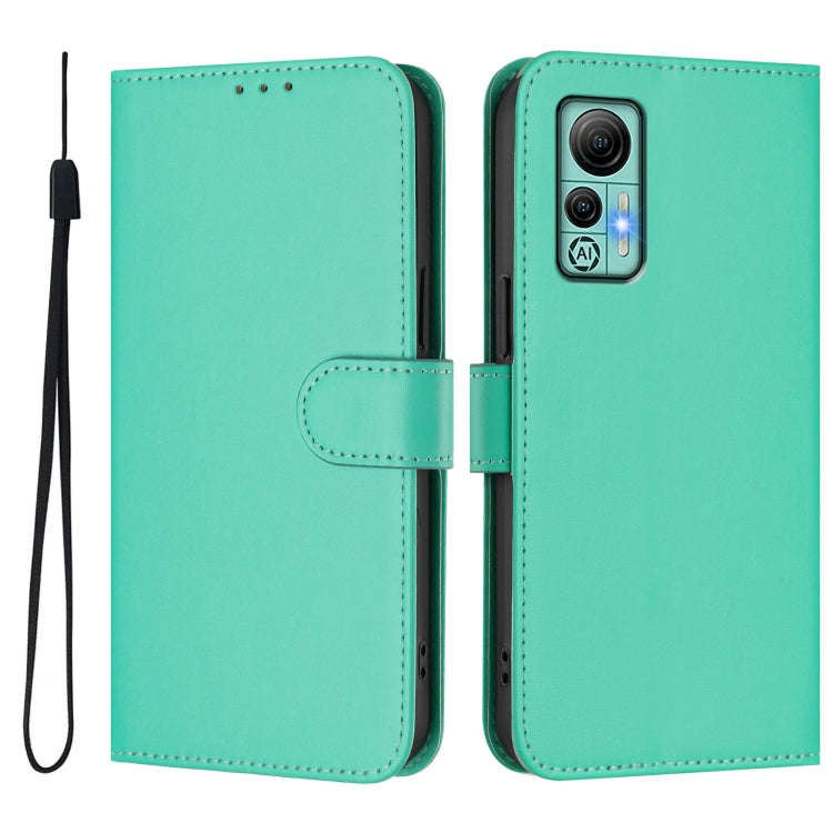 For Ulefone Note 14 Skin Feel Solid Color Leather Phone Case with Lanyard(Green)