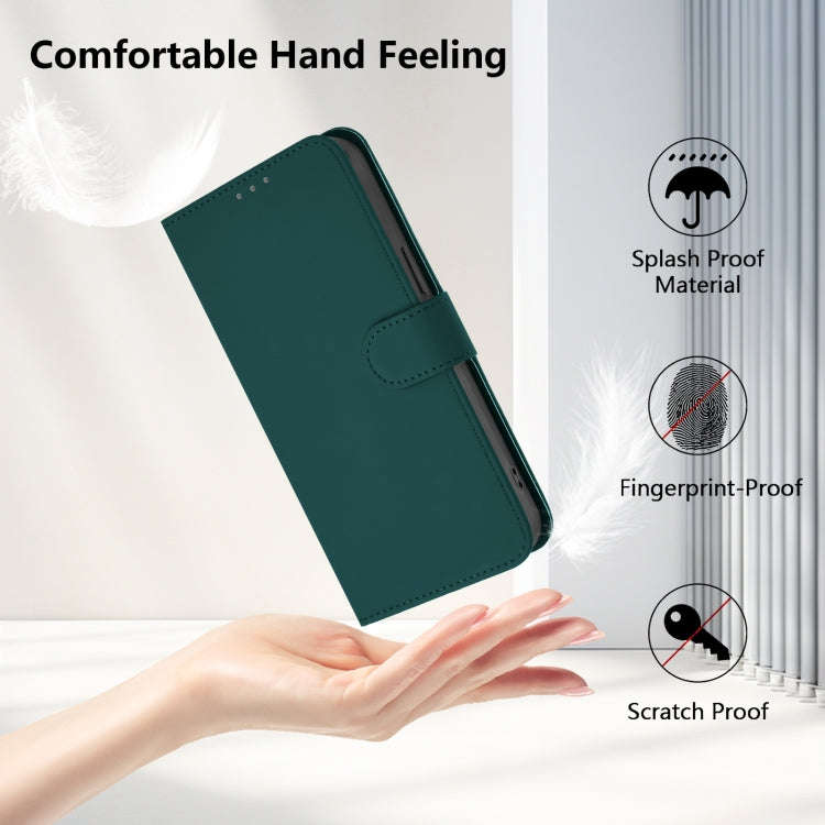 For Ulefone Note 14 Skin Feel Solid Color Leather Phone Case with Lanyard(Dark Green)