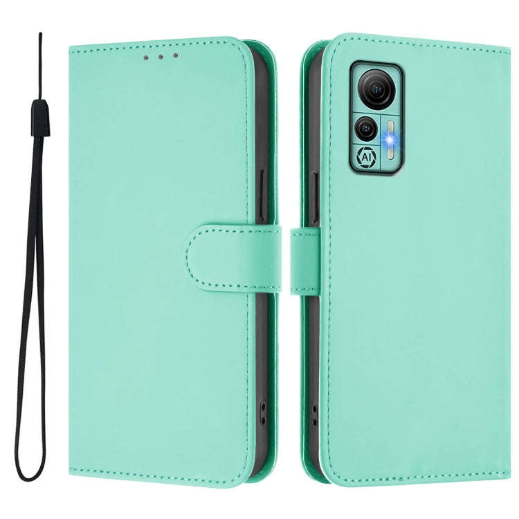For Ulefone Note 14 Skin Feel Solid Color Leather Phone Case with Lanyard(Mint Green)