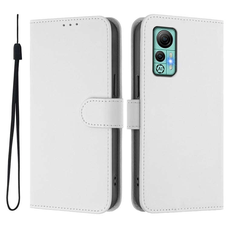 For Ulefone Note 14 Skin Feel Solid Color Leather Phone Case with Lanyard(White)
