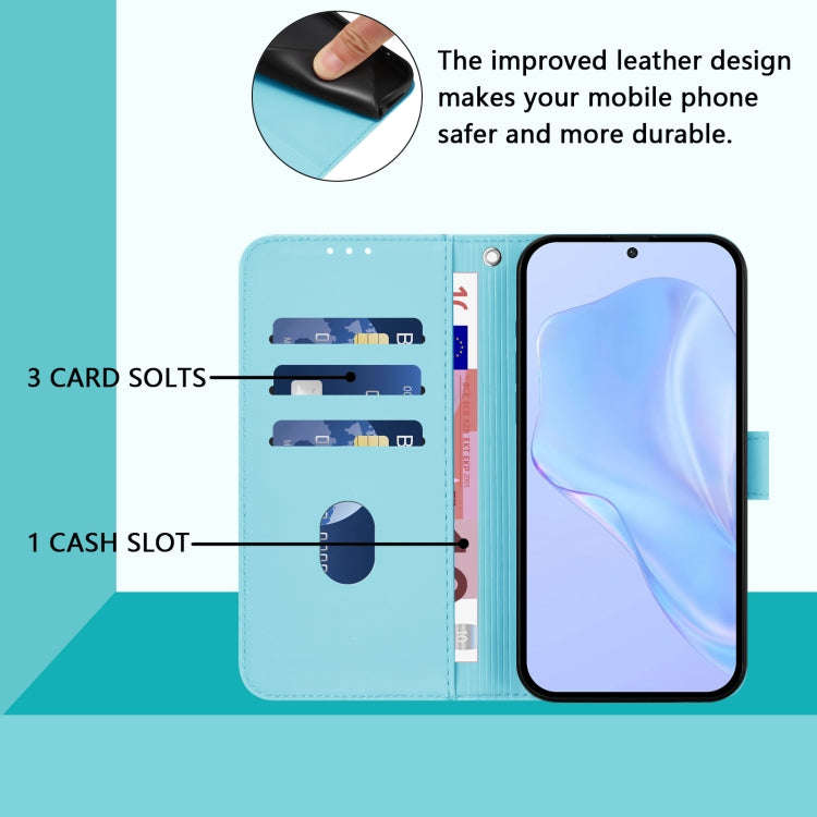 For Ulefone Note 14 Skin Feel Solid Color Leather Phone Case with Lanyard(Sky Blue)