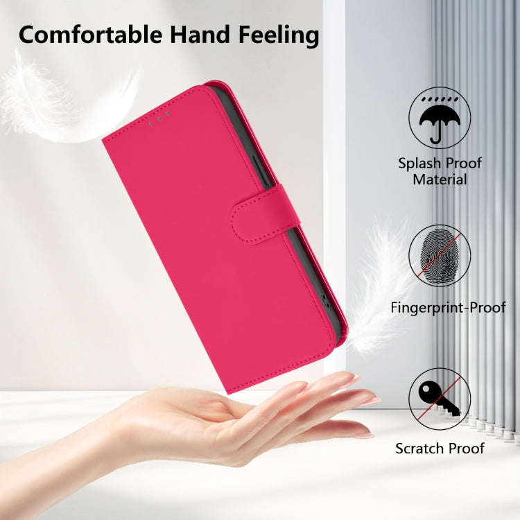 For Ulefone Note 14 Skin Feel Solid Color Leather Phone Case with Lanyard(Rose Red)
