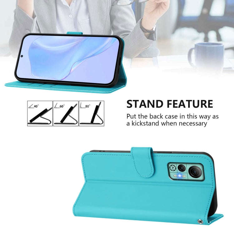 For Ulefone Note 14 Skin Feel Solid Color Leather Phone Case with Lanyard(Lake Blue)