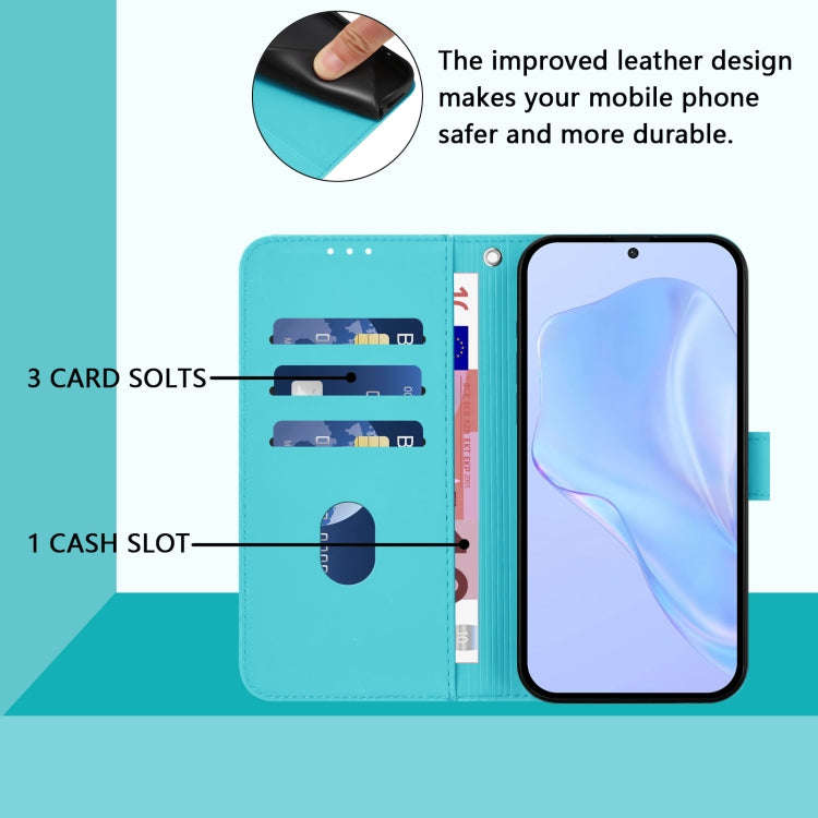 For Ulefone Note 14 Skin Feel Solid Color Leather Phone Case with Lanyard(Lake Blue)