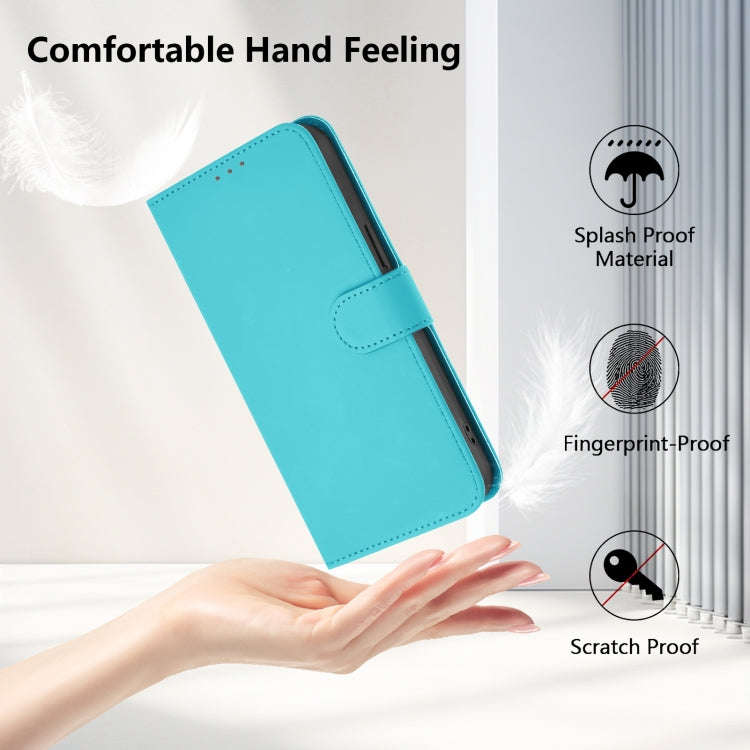 For Ulefone Note 14 Skin Feel Solid Color Leather Phone Case with Lanyard(Lake Blue)