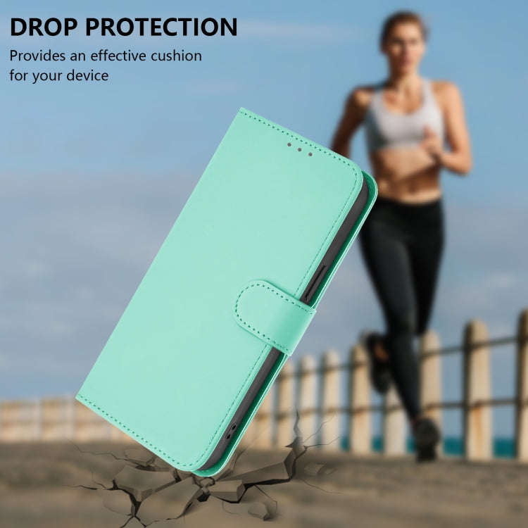 For Ulefone Note 17 Pro Skin Feel Solid Color Leather Phone Case with Lanyard(Mint Green)