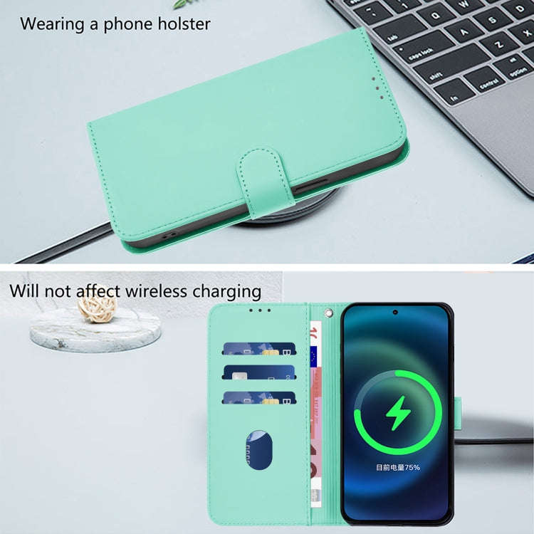 For Ulefone Note 17 Pro Skin Feel Solid Color Leather Phone Case with Lanyard(Mint Green)