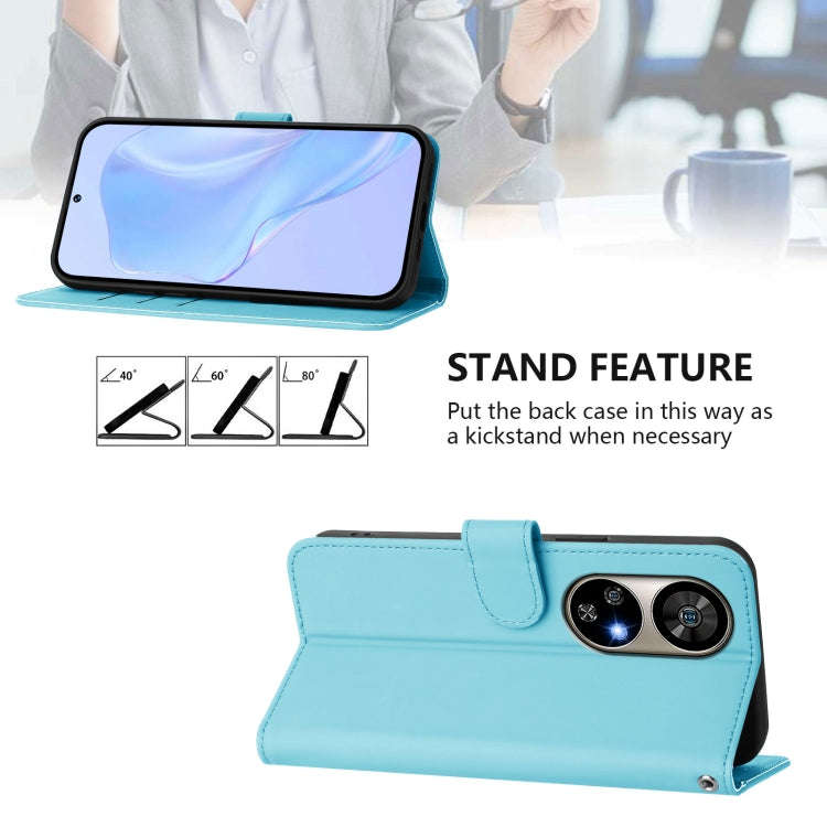 For Ulefone Note 17 Pro Skin Feel Solid Color Leather Phone Case with Lanyard(Sky Blue)
