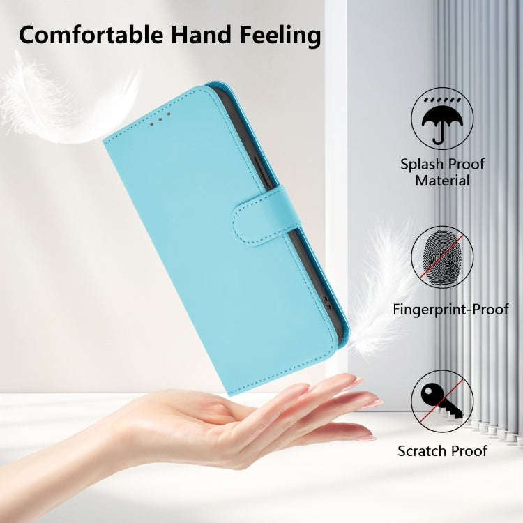 For Ulefone Note 17 Pro Skin Feel Solid Color Leather Phone Case with Lanyard(Sky Blue)