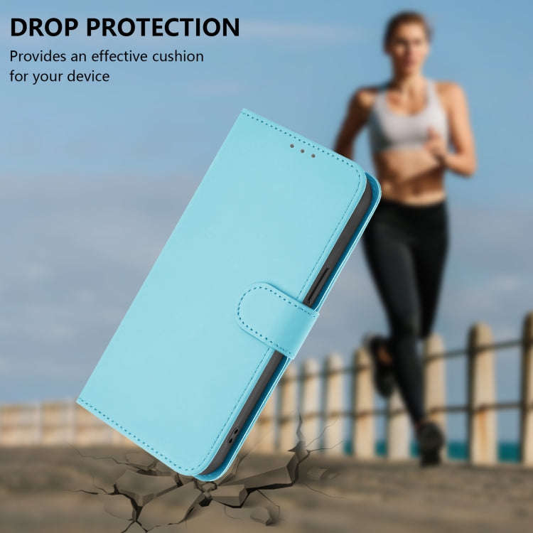 For Ulefone Note 17 Pro Skin Feel Solid Color Leather Phone Case with Lanyard(Sky Blue)