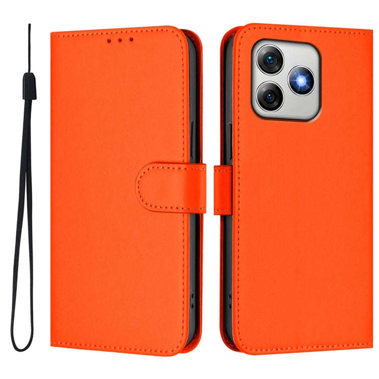 For Ulefone Note 18 Ultra Skin Feel Solid Color Leather Phone Case with Lanyard(Orange)
