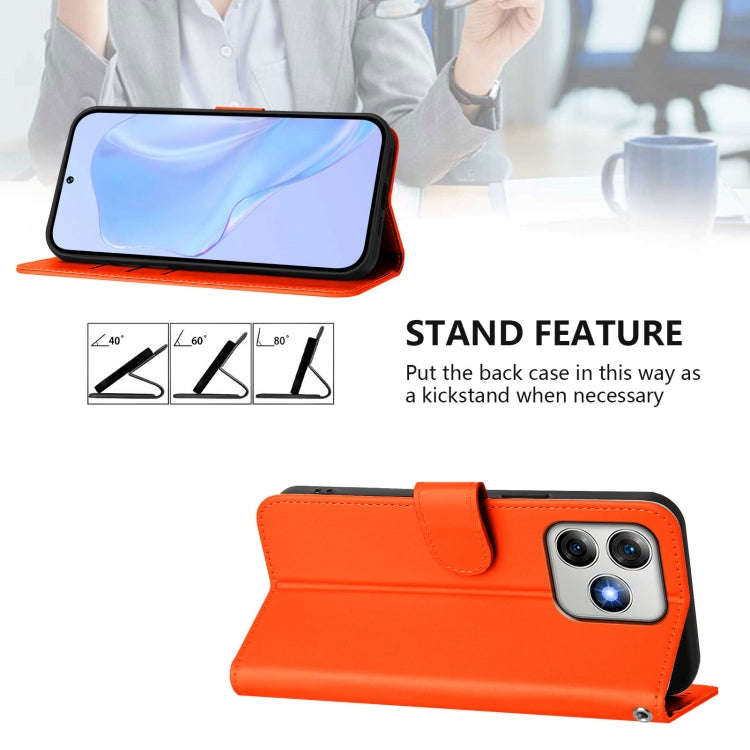 For Ulefone Note 18 Ultra Skin Feel Solid Color Leather Phone Case with Lanyard(Orange)
