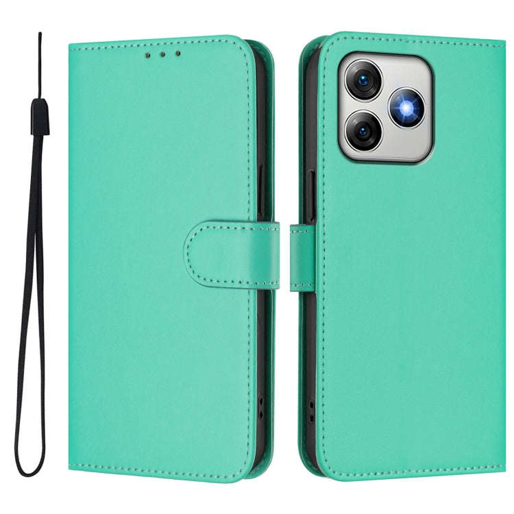 For Ulefone Note 18 Ultra Skin Feel Solid Color Leather Phone Case with Lanyard(Green)
