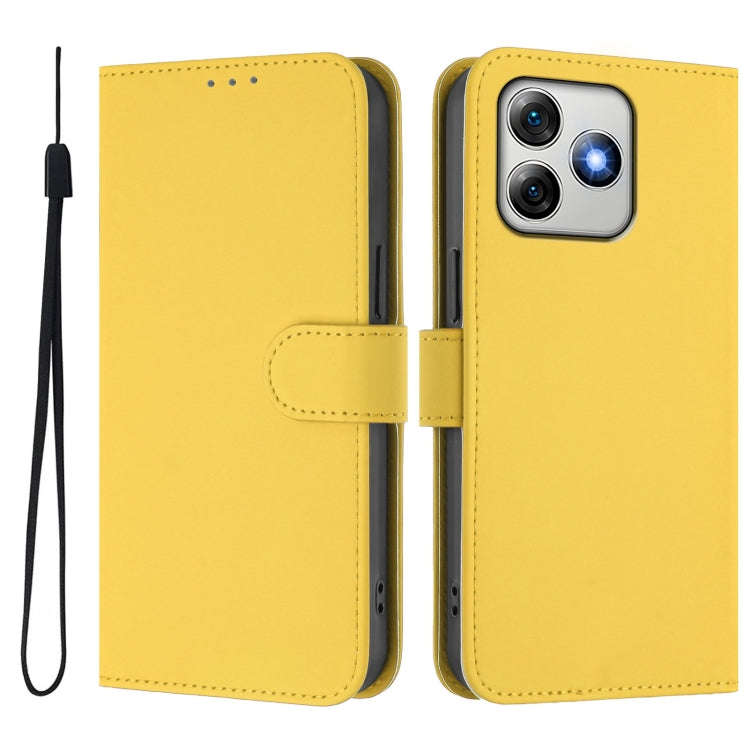 For Ulefone Note 18 Ultra Skin Feel Solid Color Leather Phone Case with Lanyard(Lemon Yellow)