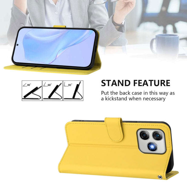 For Ulefone Note 18 Ultra Skin Feel Solid Color Leather Phone Case with Lanyard(Lemon Yellow)