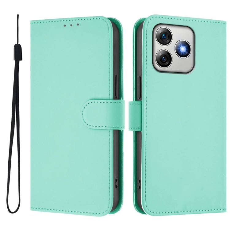 For Ulefone Note 18 Ultra Skin Feel Solid Color Leather Phone Case with Lanyard(Mint Green)
