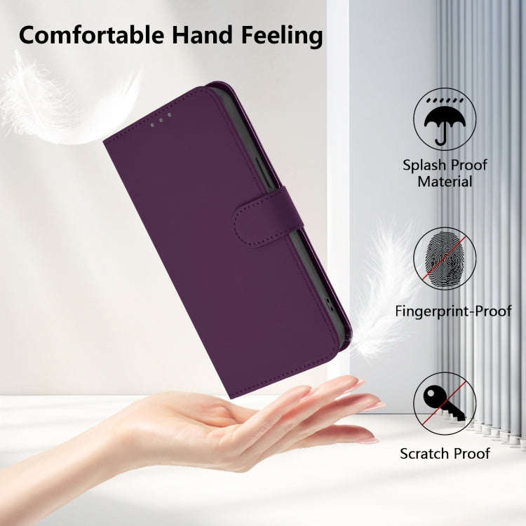 For Ulefone Note 18 Ultra Skin Feel Solid Color Leather Phone Case with Lanyard(Violet)